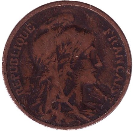 Монета 5 сантимов. 1915 год, Франция. Монета 5 сантимов. 1915 год, Франция.