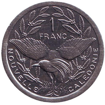 Монета 1 франк. 1999 год, Новая Каледония. Птица кагу.