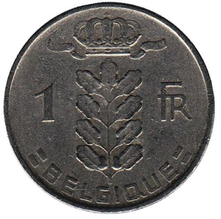 Монета 1 франк. 1954 год, Бельгия. (Belgique)