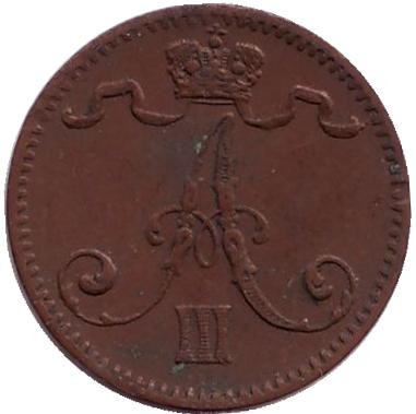 Монета 1 пенни. 1883 год, Финляндия в составе Российской Империи. Монета 1 пенни. 1883 год, Финляндия в составе Российской Империи.