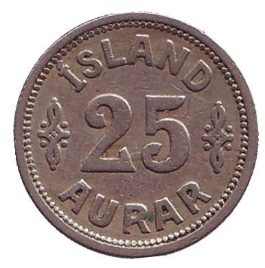Монета 25 аураров. 1922 год, Исландия.