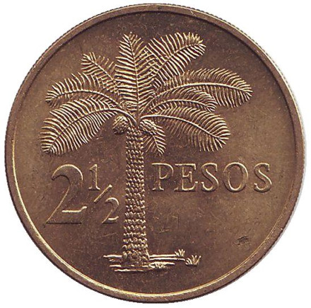 Монета 2,5 песо. 1977 год, Гвинея-Бисау. Пальма.