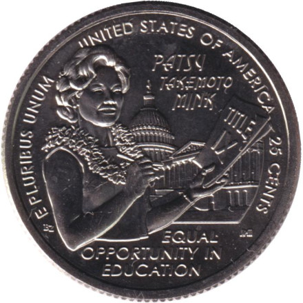 Монета 25 центов. 2024 год (S), США. Пэтси Минк. Серия "Американские женщины".