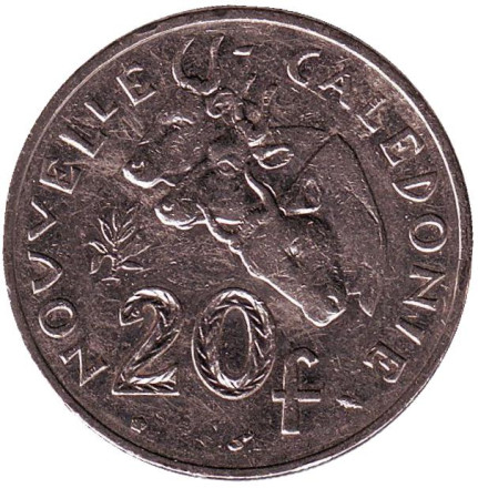 Монета 20 франков. 1983 год, Новая Каледония. Быки.