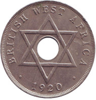 Монета 1 пенни. 1920 год (KN), Британская Западная Африка. Монета 1 пенни. 1920 год (KN), Британская Западная Африка.
