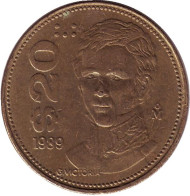 Монета 20 песо. 1989 год, Мексика. Гуадалупе Виктория. Монета 20 песо. 1989 год, Мексика. Гуадалупе Виктория.