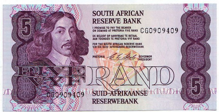 Банкнота 5 рандов. 1978-1984 гг., ЮАР.