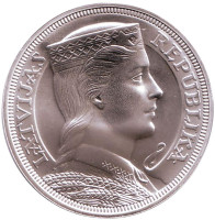 Милда. Монета 5 латов, 2012 год, Латвия.