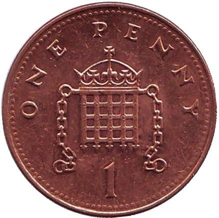 Монета 1 пенни. 2005 год, Великобритания.