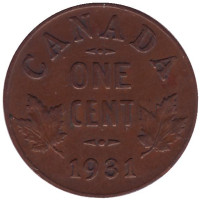 Монета 1 цент. 1931 год, Канада.