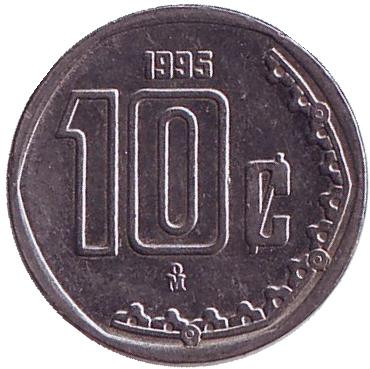 Монета 10 сентаво. 1995 год, Мексика.