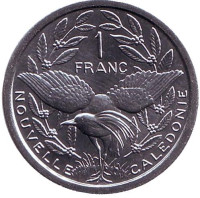 Птица кагу. Монета 1 франк. 2011 год, Новая Каледония.