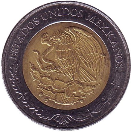 Монета 5 песо. 2013 год, Мексика. Из обращения. Монета 5 песо. 2013 год, Мексика. Из обращения.