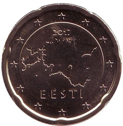 Монета 20 центов. 2017 год, Эстония.