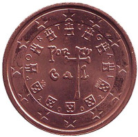 Монета 2 цента. 2002 год, Португалия.