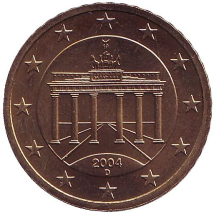 Монета 50 центов. 2004 год (D), Германия.