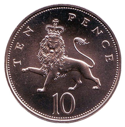Монета 10 пенсов. 1986 год, Великобритания. BU.