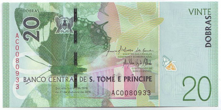 Банкнота 20 добр. 2016 год, Сан-Томе и Принсипи.