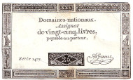 Бона 25 ливров. 1793 год, Франция. Ассигнат. Бона 25 ливров. 1793 год, Франция. Ассигнат.