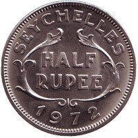 Монета 1/2 рупии. 1972 год, Сейшельские острова.