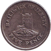 Башня Сеймура в Гровилле. Монета 5 пенсов, 1998 год, Джерси.