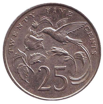 Монета 25 центов. 1987 год, Ямайка.