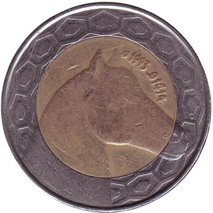 Монета 100 динаров. 1993 год, Алжир. Лошадь.