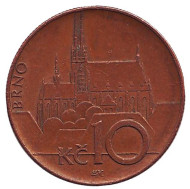 Монета 10 крон, 2003 год, Чехия. Брно. Монета 10 крон, 2003 год, Чехия. Брно.