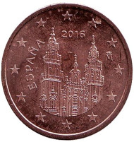 Монета 5 центов. 2016 год, Испания. Монета 5 центов. 2016 год, Испания.