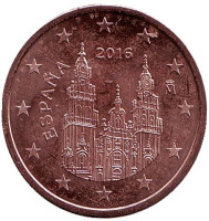Монета 5 центов. 2016 год, Испания.