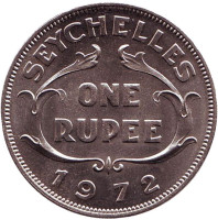 Монета 1 рупия. 1972 год, Сейшельские острова.