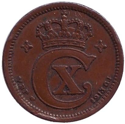 Монета 1 эре. 1913 год, Дания. Монета 1 эре. 1913 год, Дания.