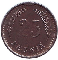 Монета 25 пенни. 1945 год, Финляндия.
