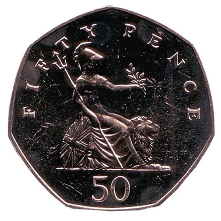 Монета 50 пенсов. 1986 год, Великобритания. BU.