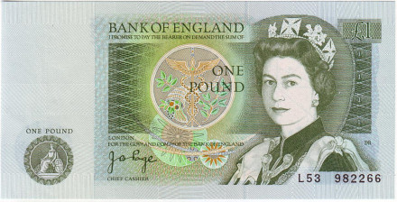 Банкнота 1 фунт. 1978-1984 гг., Великобритания. (Вар. I)