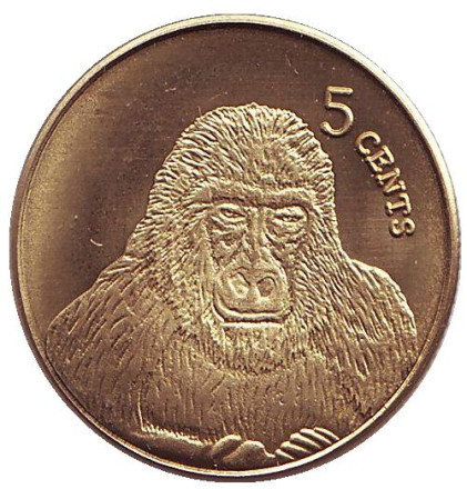 Монета 5 центов. 2003 год, Кирибати. Горилла.