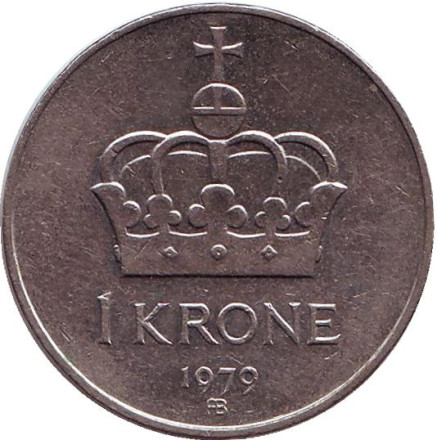 Монета 1 крона. 1979 год, Норвегия. Корона.