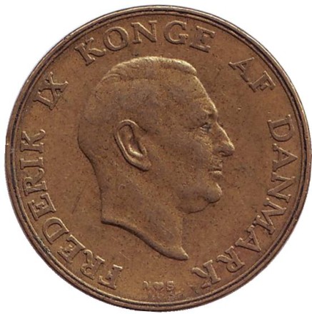 Монета 1 крона. 1947 год, Дания. Фредерик IX