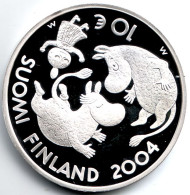 Монета 10 евро. 2004 год, Финляндия. Туве Янссон. Муми-тролли. Монета 10 евро. 2004 год, Финляндия. Туве Янссон. Муми-тролли.