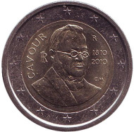Монета 2 евро, 2010 год, Италия. 200 лет со дня рождения Камилло Кавура. Монета 2 евро, 2010 год, Италия. 200 лет со дня рождения Камилло Кавура.