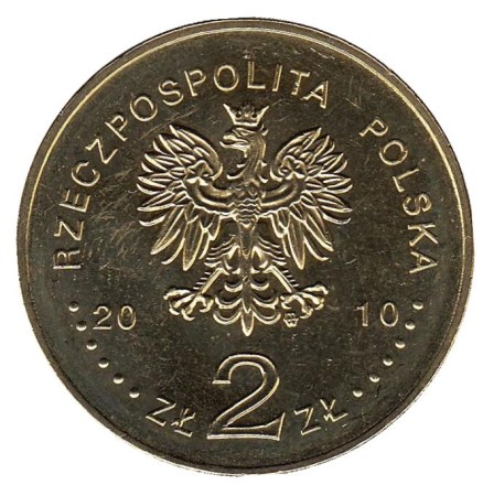 Монета 2 злотых, 2010 год, Польша. 90-я годовщина битвы за Варшаву.