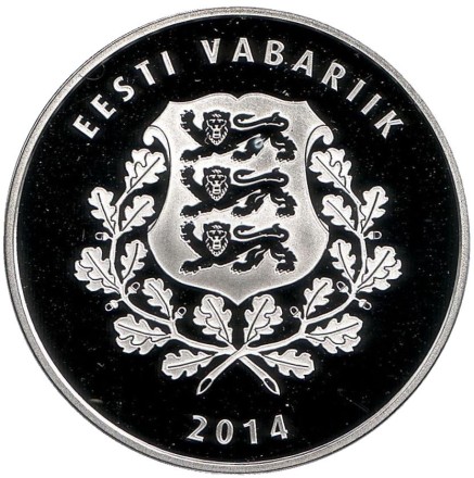 Монета 10 евро. 2014 год, Эстония. 150 лет со дня рождения Мийны Хярмы. Монета 10 евро. 2014 год, Эстония. 150 лет со дня рождения Мийны Хярмы.