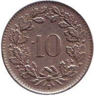 Монета 10 раппенов. 1943 год, Швейцария. Монета 10 раппенов. 1943 год, Швейцария.