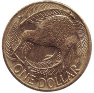 Монета 1 доллар. 2000 год, Новая Зеландия. Киви (птица). Монета 1 доллар. 2000 год, Новая Зеландия. Киви (птица).