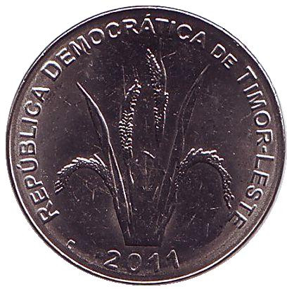 Монета 5 сентаво. 2011 год, Восточный Тимор. Стебли риса.