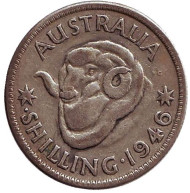 Монета 1 шиллинг. 1946 год, Австралия. Баран. Монета 1 шиллинг. 1946 год, Австралия. Баран.