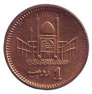Монета 1 рупия. 2005 год, Пакистан. UNC. Мавзолей. Монета 1 рупия. 2005 год, Пакистан. UNC. Мавзолей.
