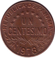 Монета 1 сентесимо. 1978 год, Панама. Монета 1 сентесимо. 1978 год, Панама.