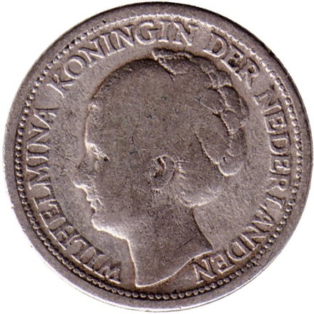 Монета 25 центов. 1941 год, Нидерланды. Серебро. Монета 25 центов. 1941 год, Нидерланды. Серебро.