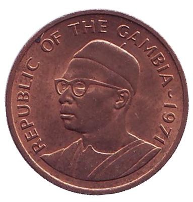 Монета 1 бутут. 1971 год, Гамбия. Арахис. Монета 1 бутут. 1971 год, Гамбия. Арахис.